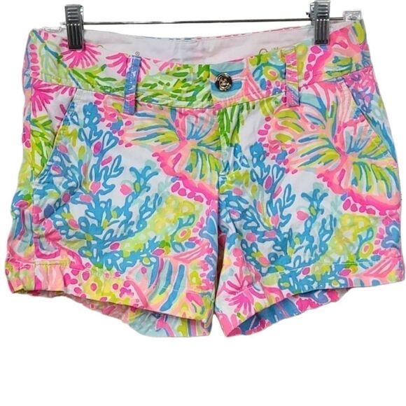 Lilly Pulitzer Vintage Callahan Shorts Lovers Coral Flat Front Midi Leisure - Picture 1 of 11